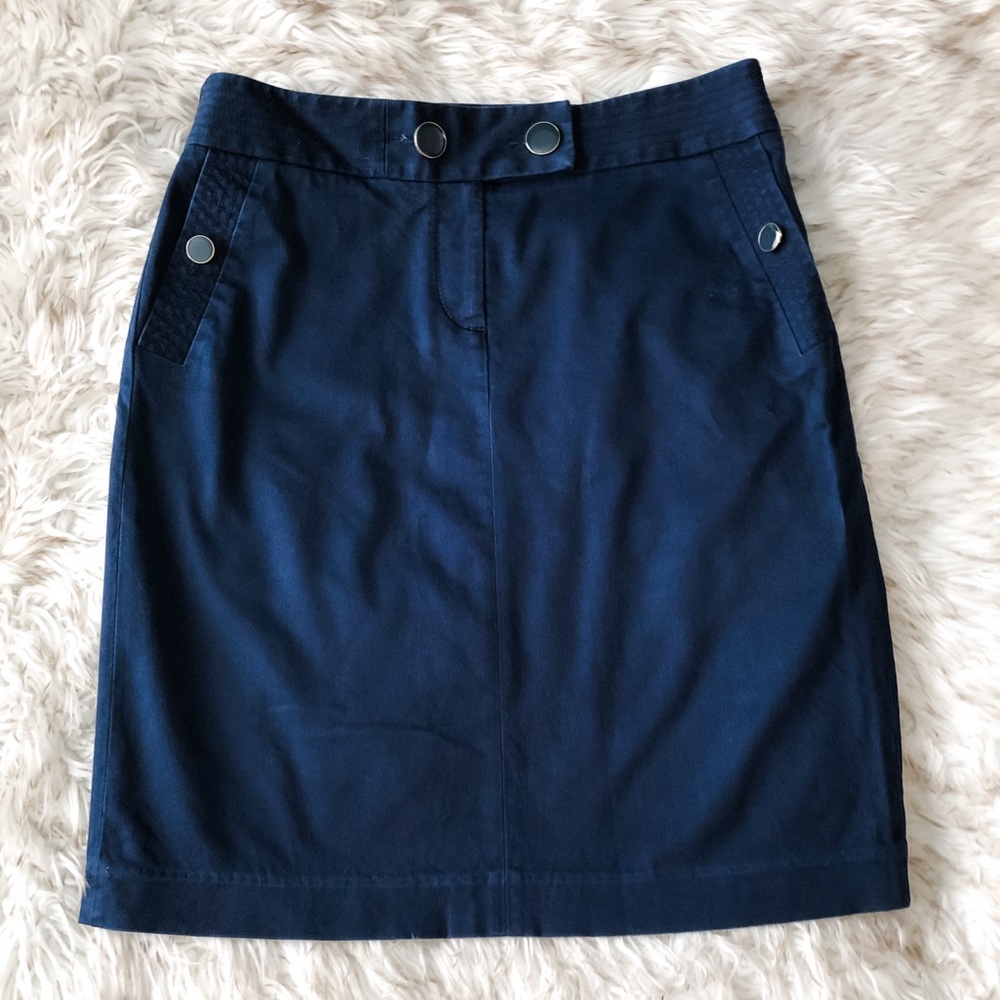 J.Crew Nautical Pencil Skirt Navy Button 6